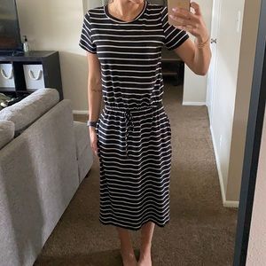 Striped drawstring dress